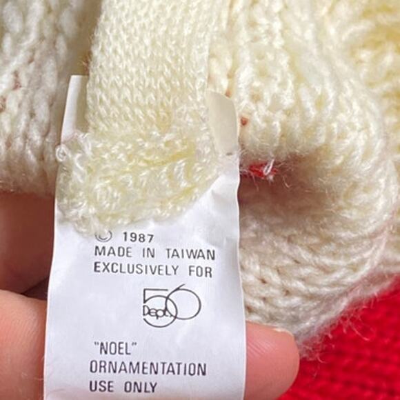 Needlepoint Vintage Long Sock Christmas Stocking Bells Department 56 Knit - Picture 8 of 10